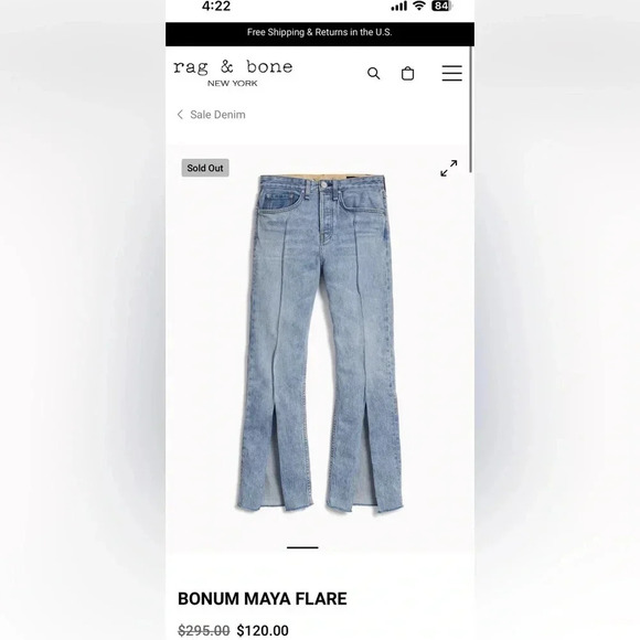 Rag & Bone Bonum Maya Flare Jeans- Size 25; Excellent Condition - Picture 7 of 16